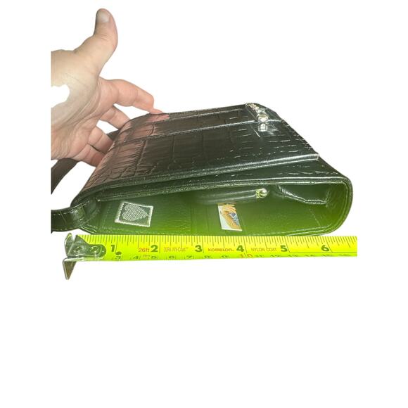 Brighton Black Croc Embossed Leather Crossbody Organizer Bag - Picture 10 of 14